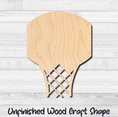 Basketball Hoop Unfinished Wood Shape Blank Laser Engraved Cut Out Woodcraft Craft Supply BSK-004 - image1